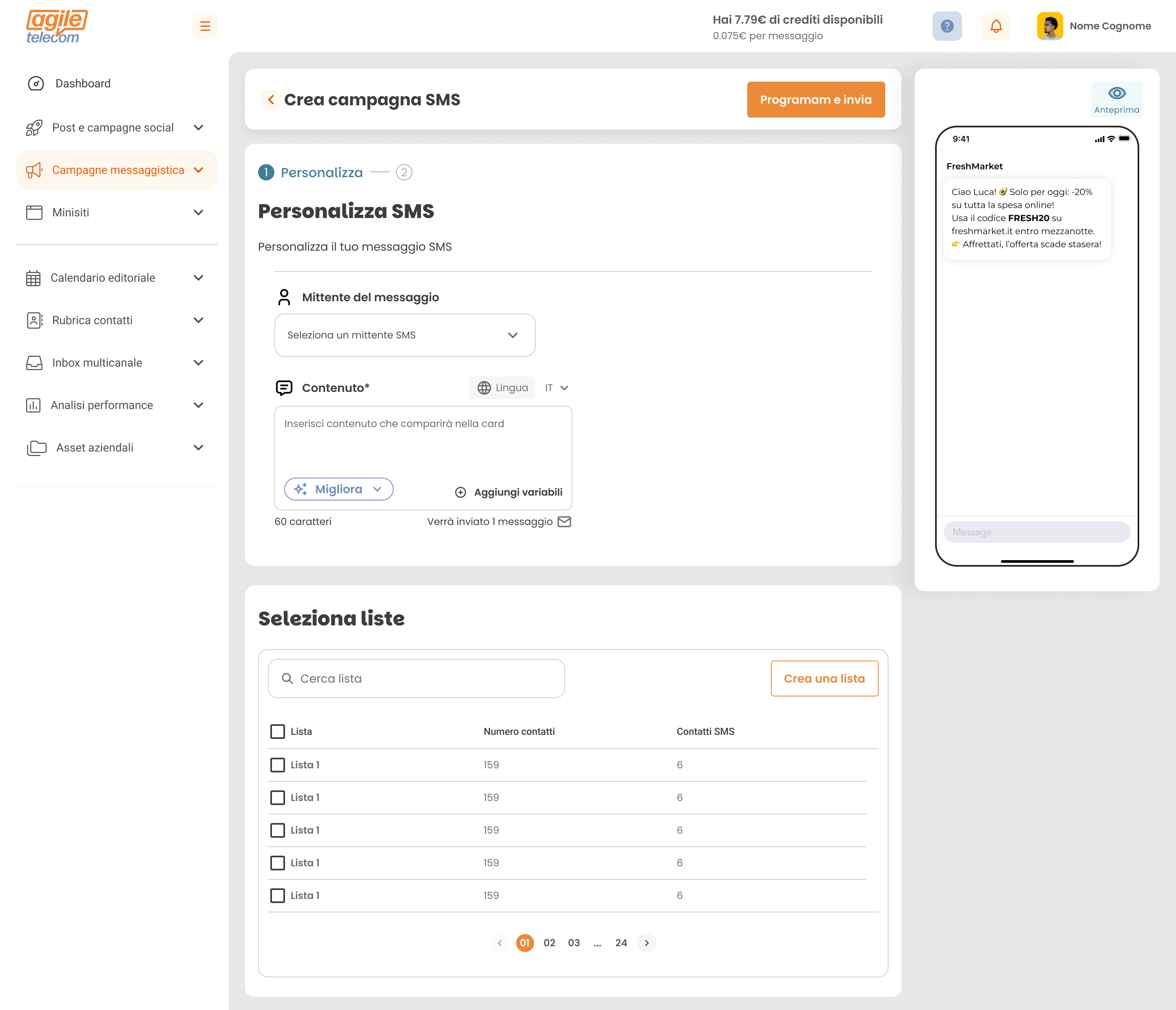 Qlara SMS marketing — campagne